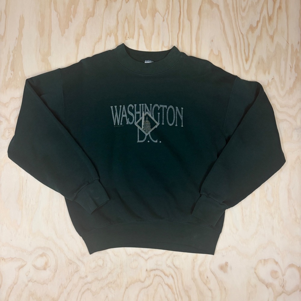 Vintage Fruit of the Loom Washington DC Sweatshirt Mens Medium Green Made in USA